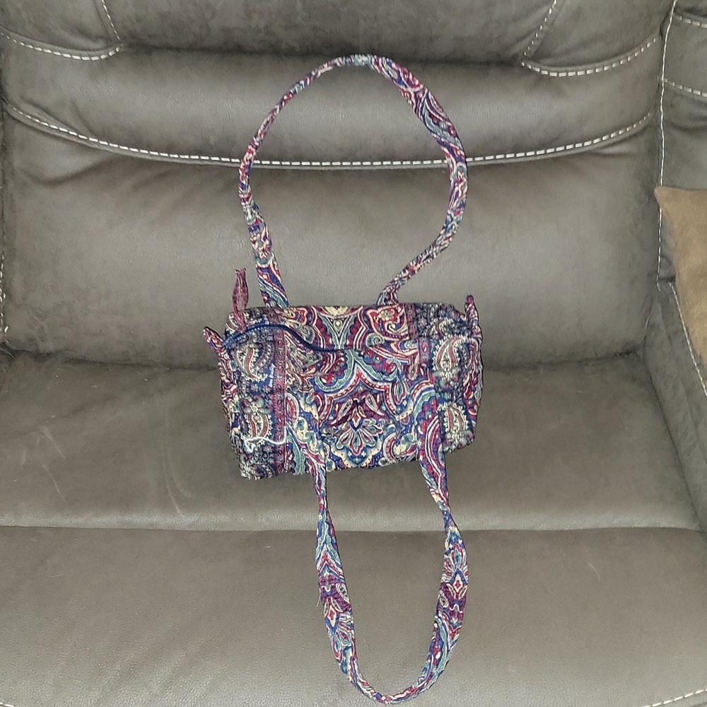 Vera Bradley, Rectangular-Shaped, Dark Blue/Maroon-Colored Paisley Bag